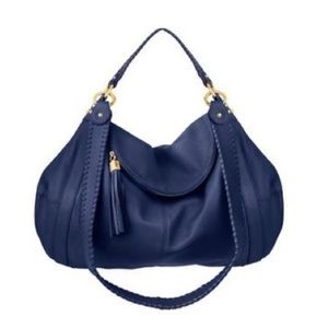 Navy double strap shoulder bag